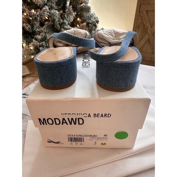 NEW Veronica Beard Cecile Denim Cap-Toe Slingback size 7 - Picture 4 of 7